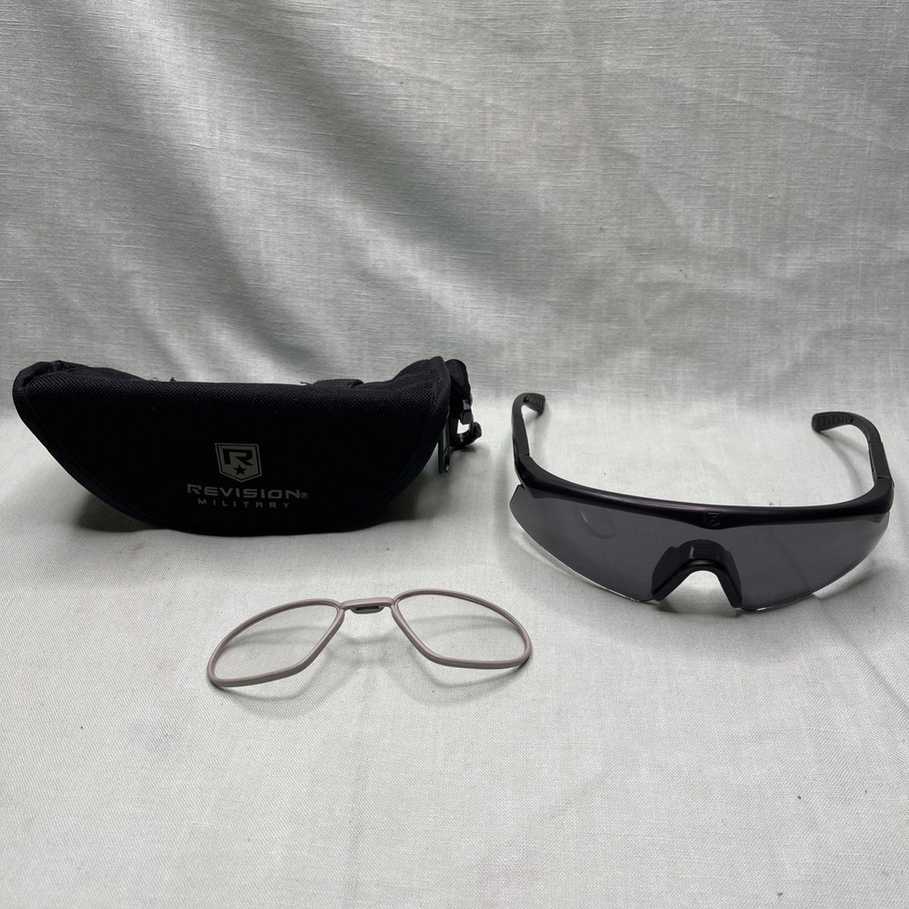 Revision Military Safety Glasses Z87 Black Lens w Rx Insert & Case Tactical